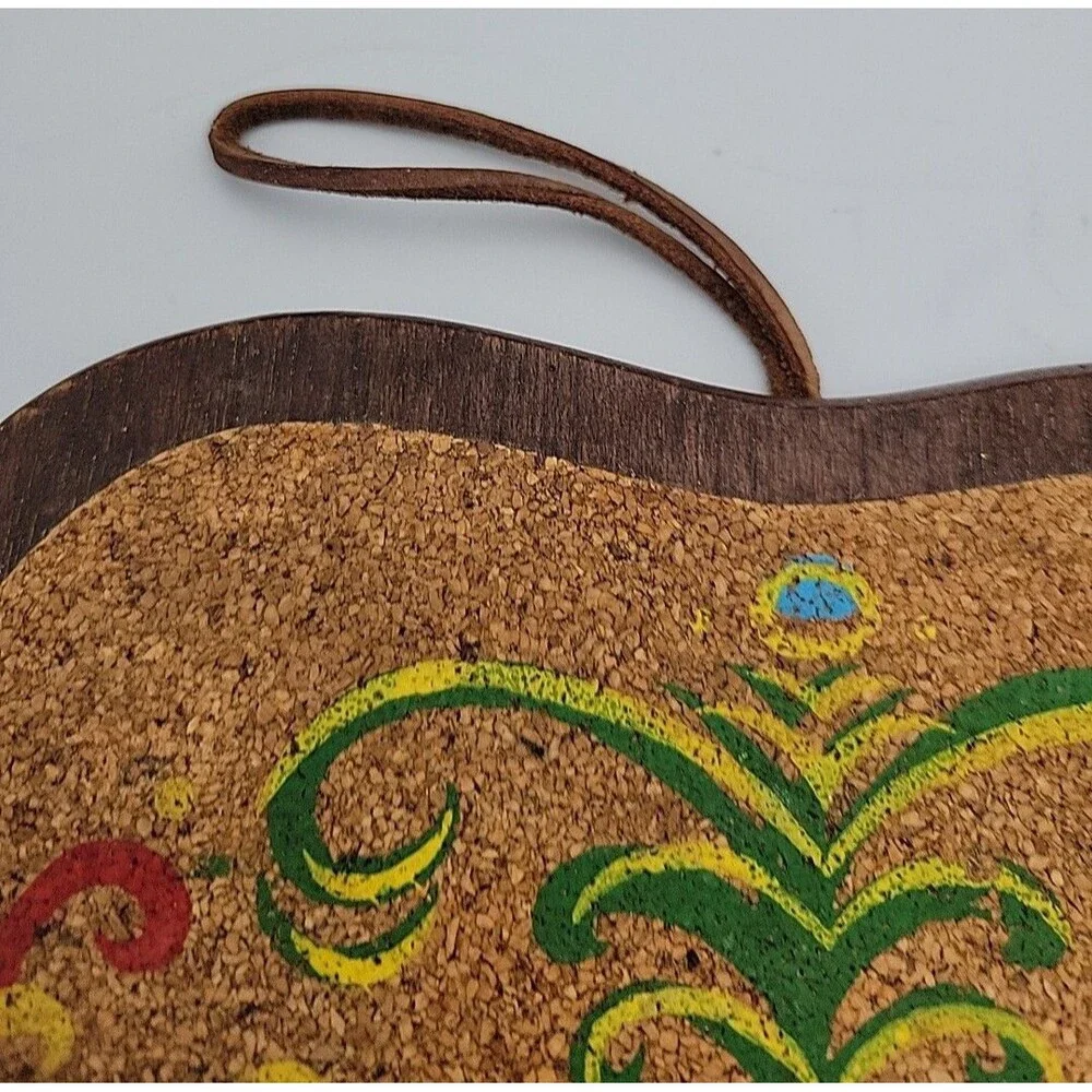 Vintage Cork PA Dutch Folk Art Hand Painted Trivet/Hot Pad ~ Retro ~ Cottagecore